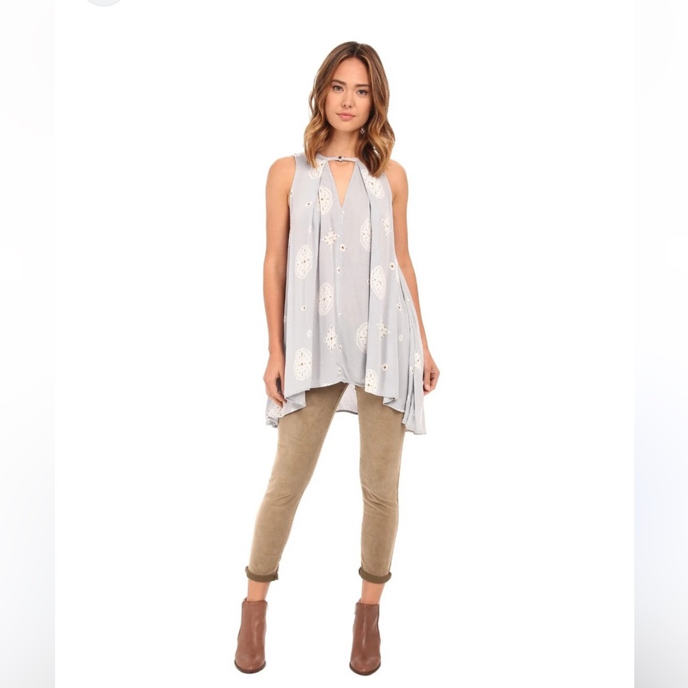 FREE PEOPLE Tree Swing Tunic Dress Top Medallion Button Closure XS $148 MSRP
